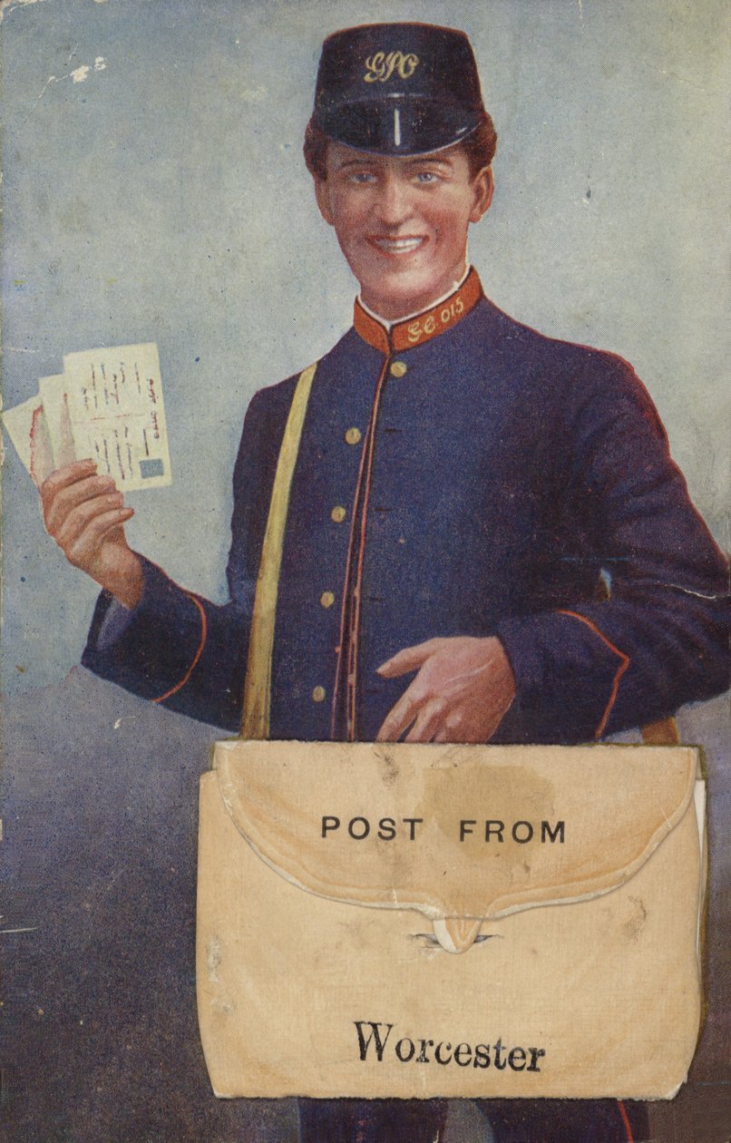 Post uit Worcester (kleurenlitho) door English School
