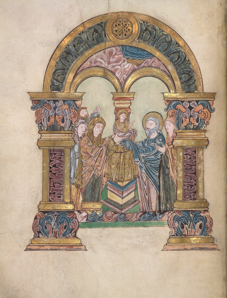 Presentatie in de Tempel, uit het Benedictional van St Aethelwold, 971-984 door English School