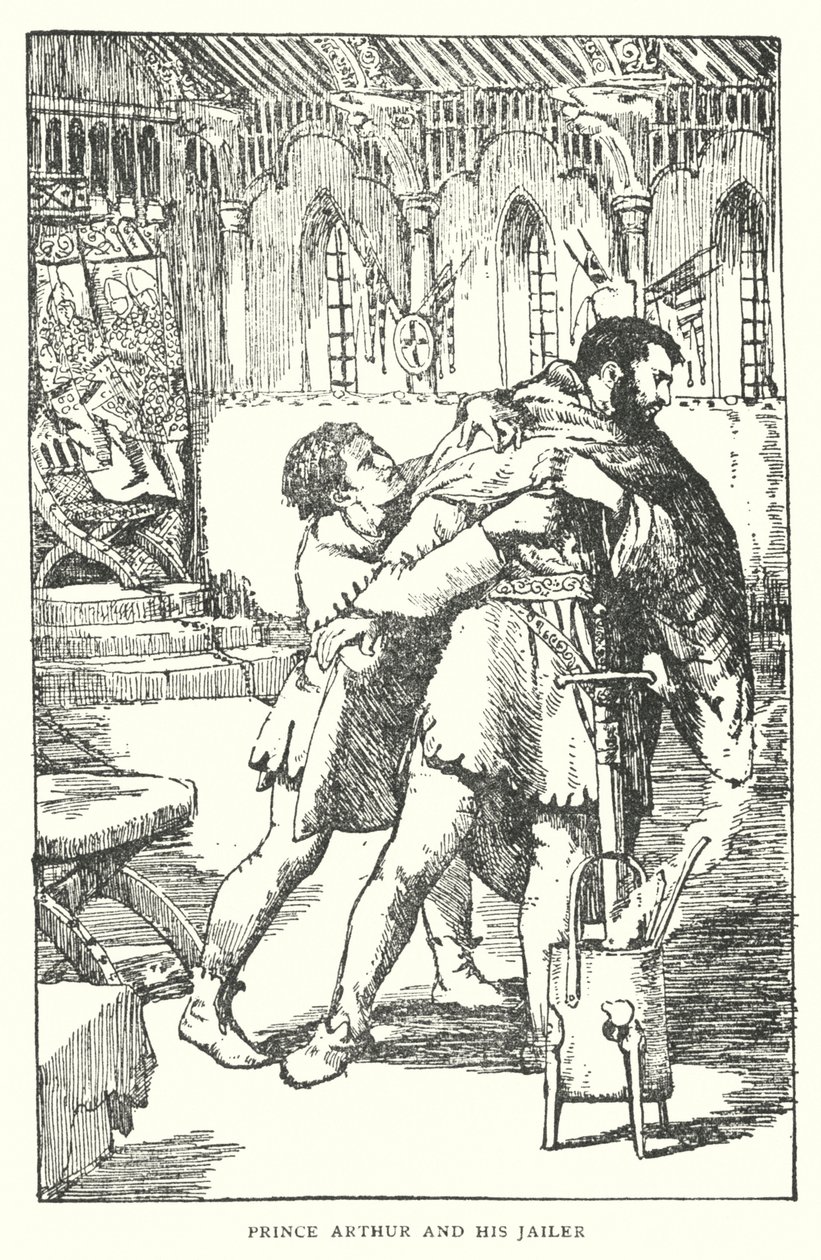 Prins Arthur en zijn gevangenbewaarder (litho) door English School