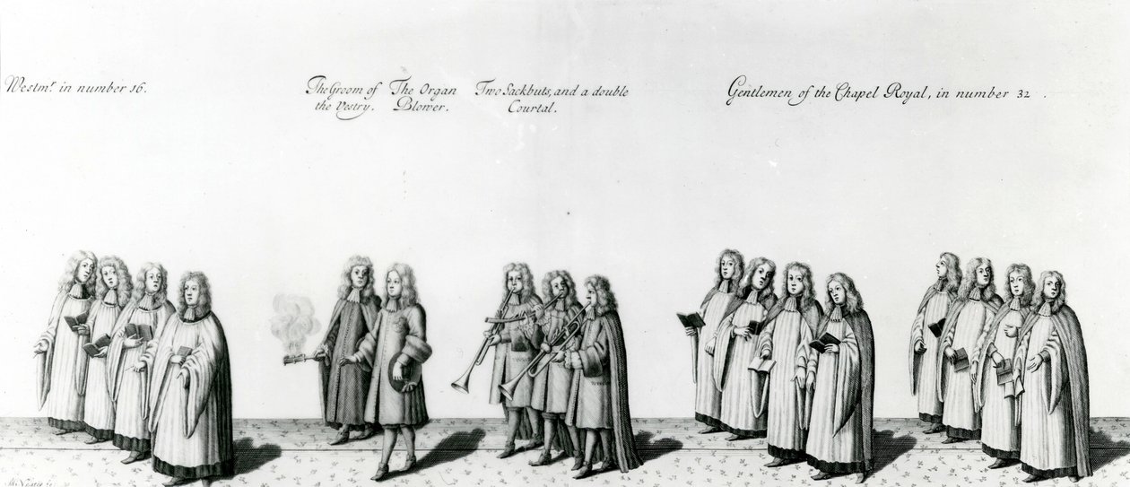 Processie bij de kroning van James II door English School
