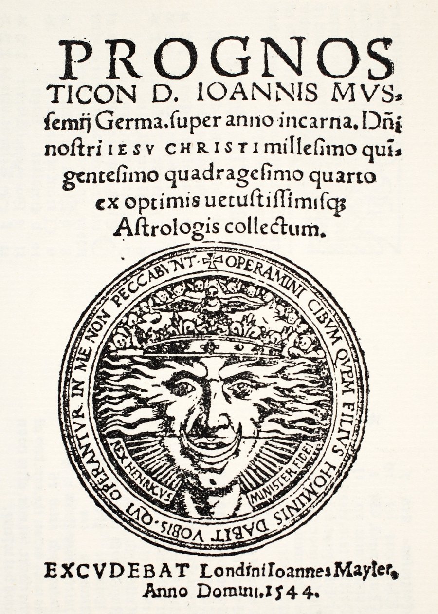 Voorspelling voor 1544, door Jo. Mussemius, gedrukt door J. Mayler, 1544 door English School