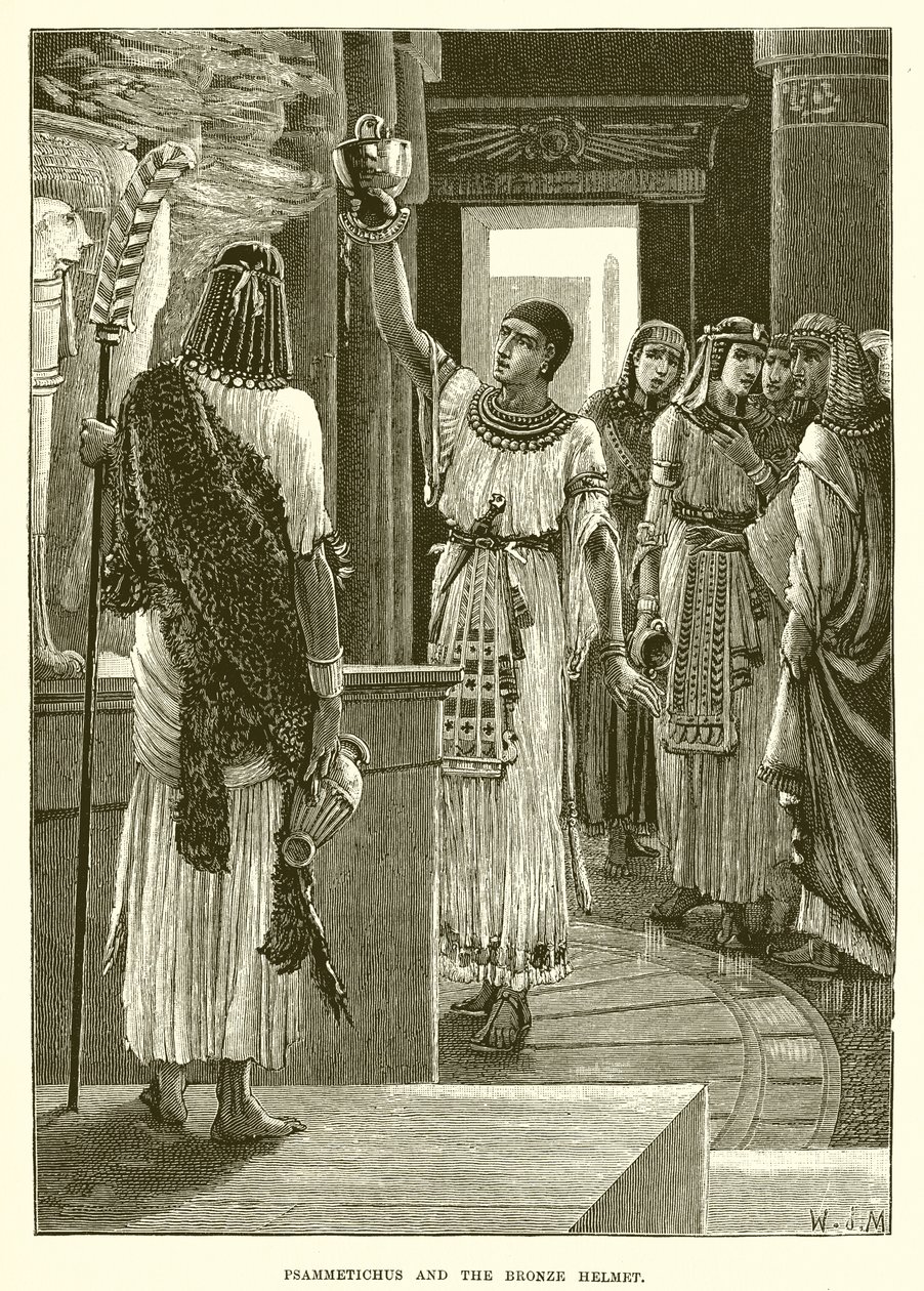 Psammetichus en de bronzen helm (gravure) door English School