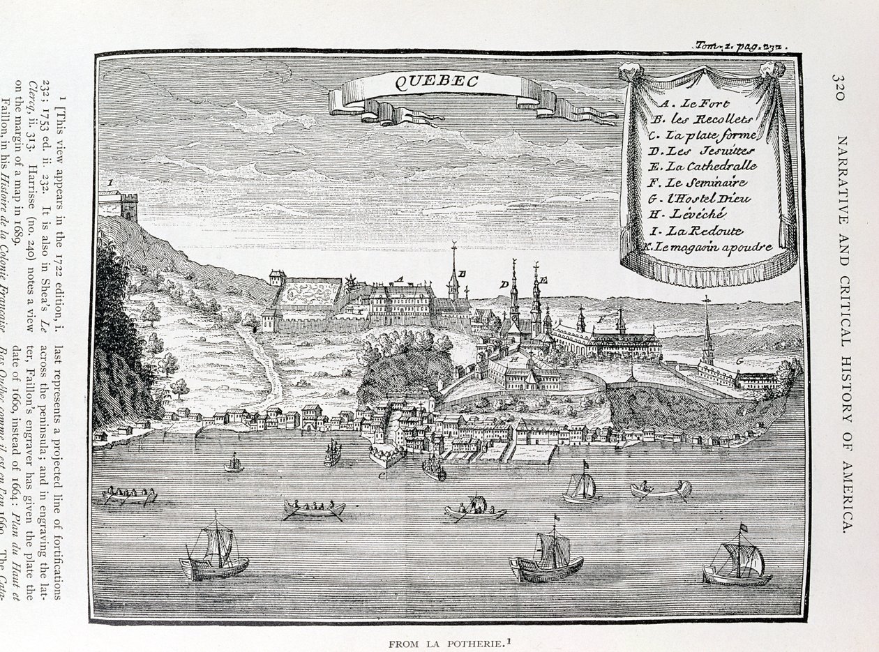 Quebec (naar La Potherie, illustratie uit Volume IV van 