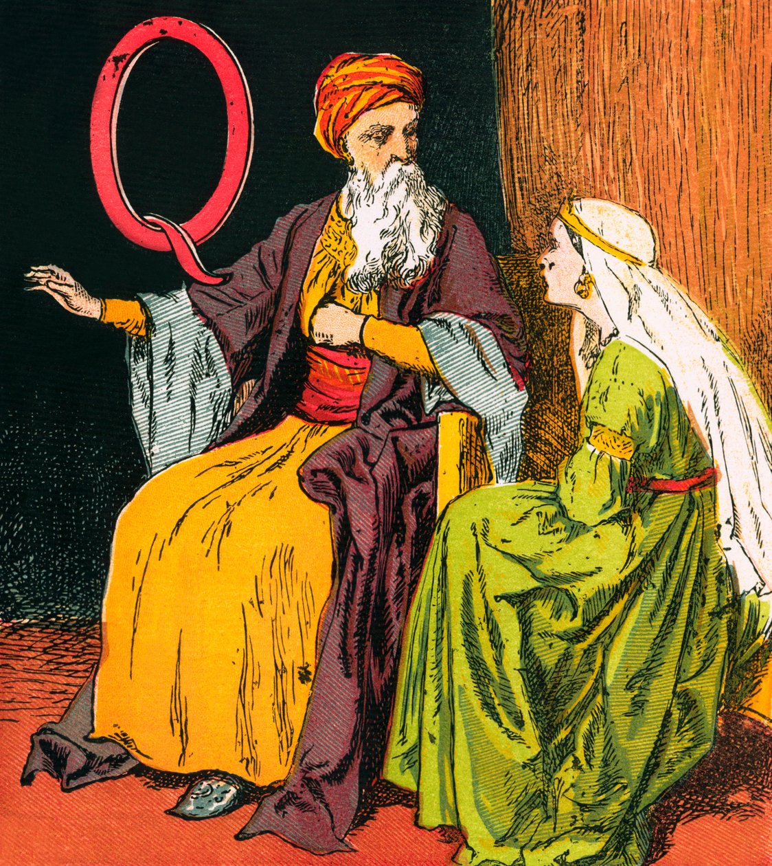 Koningin van Sheba (kleurenlitho) door English School