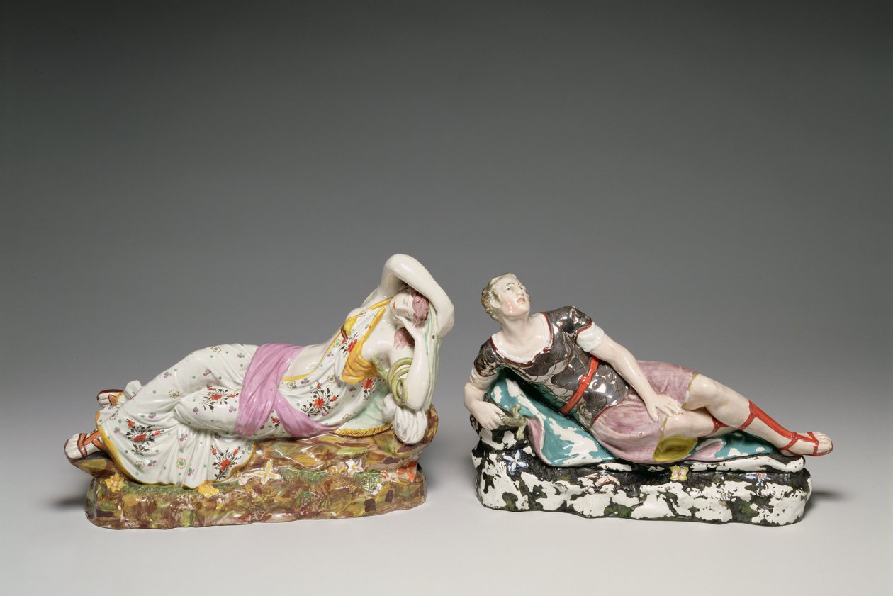 Liggende figuren van Cleopatra (69-30 v.Chr.) en Marcus Antonius (ca. 82-30 v.Chr.), Staffordshire, ca. 1810-20 door English School