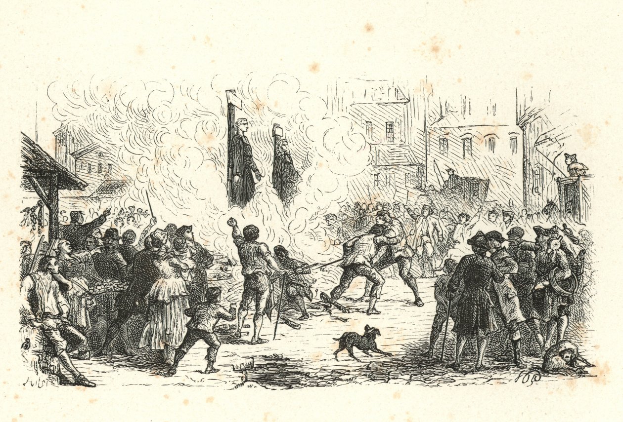 Religieuze vervolging; Lodewijk XVI (gravure) door English School