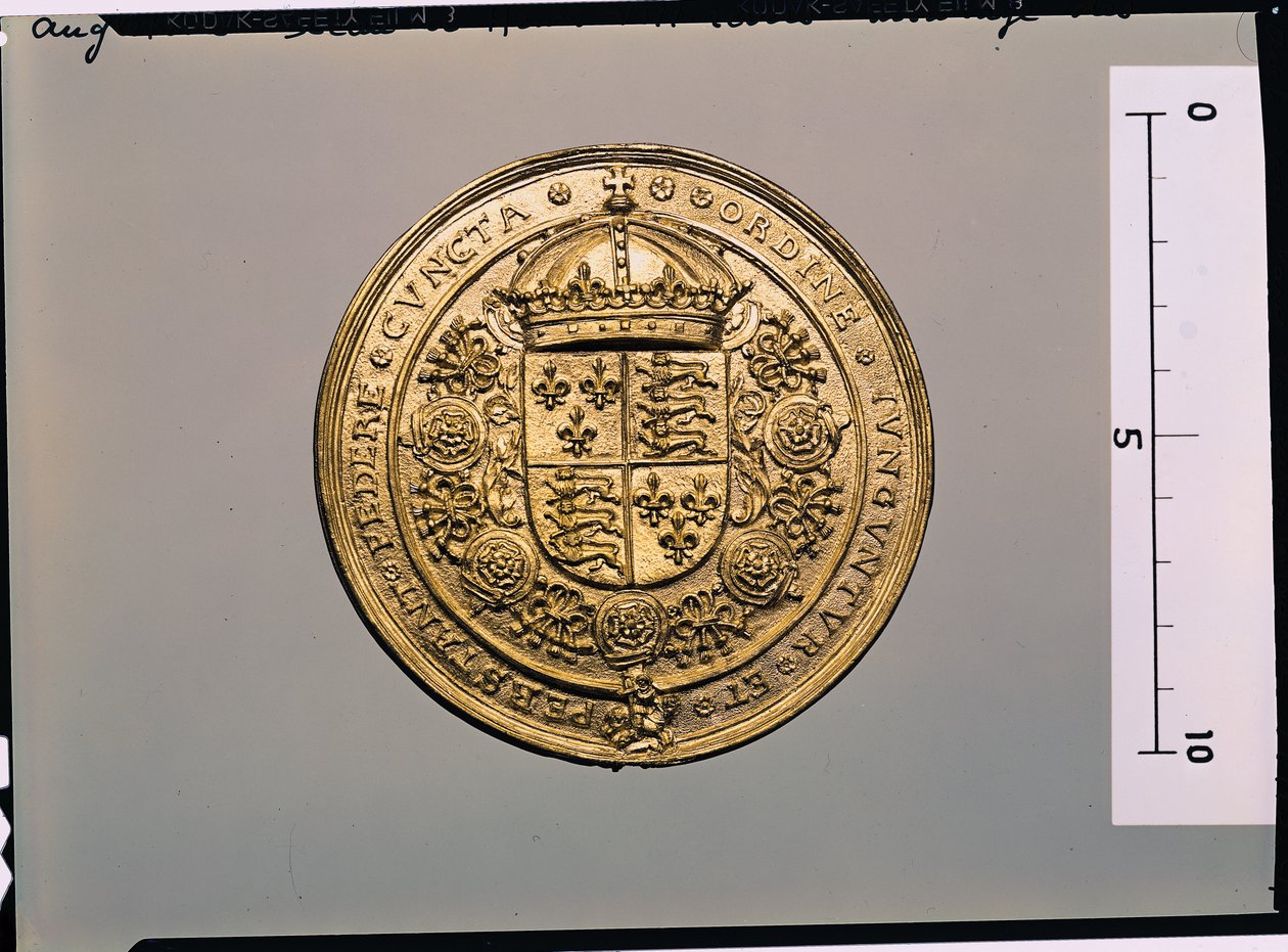 Keerzijde van het zegel van Hendrik VIII (1491-1547) door English School
