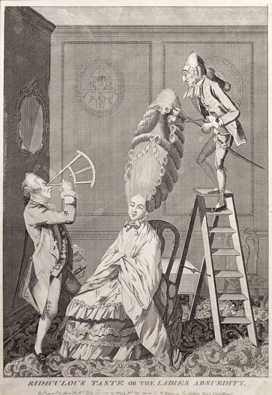 Belachelijke smaak of de absurditeit van de dames, uitgegeven door A. Darly, Londen, 1771 door English School