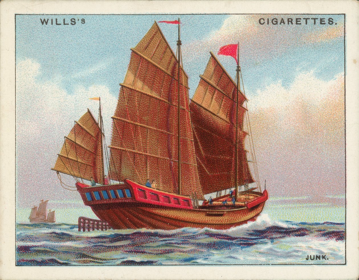 Tuig van schepen: Junk (kleurenlitho) door English School