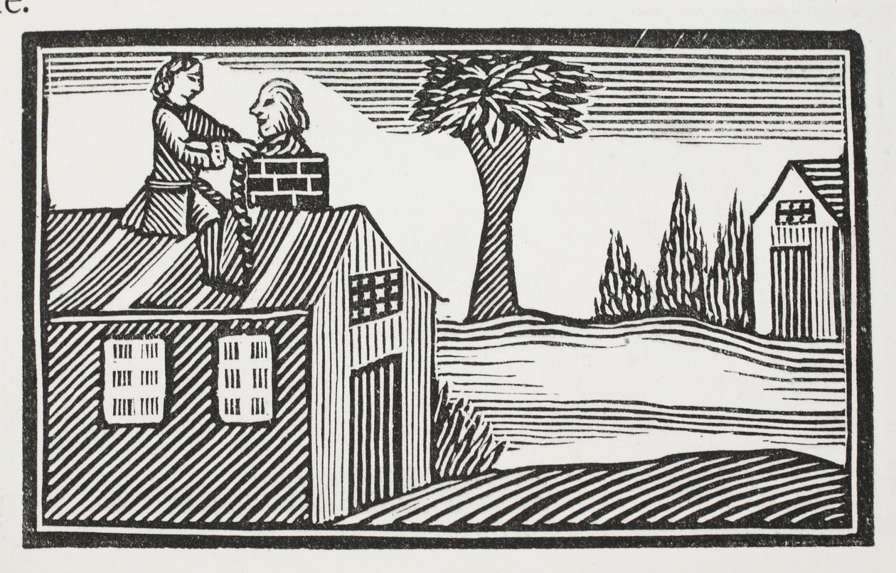 Het huis beroven van zijn spek, illustratie uit Chap-books van de achttiende eeuw door John Ashton, uitgegeven 1882 door English School