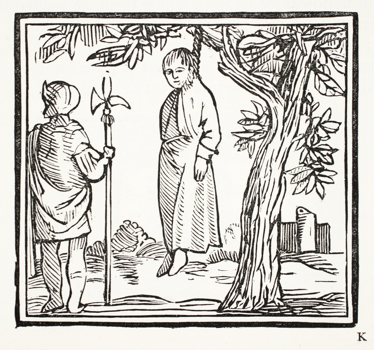 Robert hangt zichzelf op, illustratie uit Chap-books van de Achttiende Eeuw door John Ashton, uitgegeven 1882 door English School