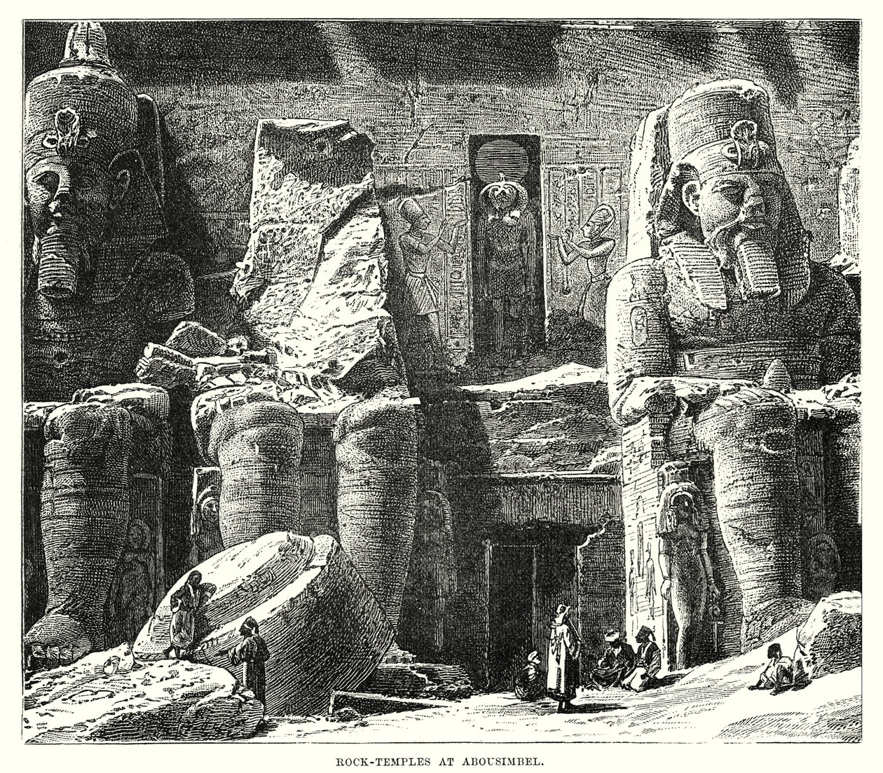 Rotstempels bij Abousimbel (gravure) door English School
