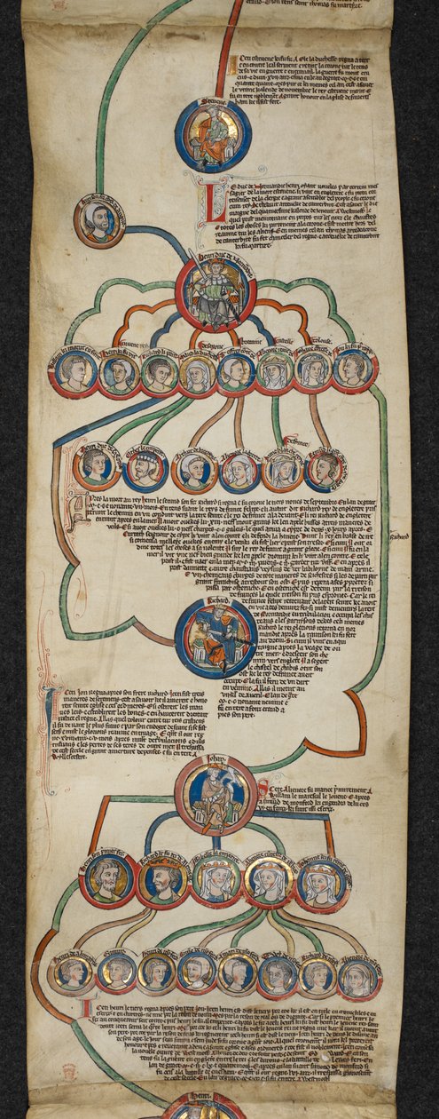 De koninklijke genealogie van Steven tot John, illustratie uit de 