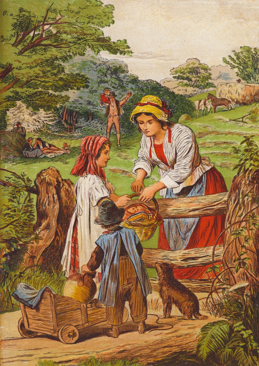 Landelijk tafereel (kleurenlitho) door English School