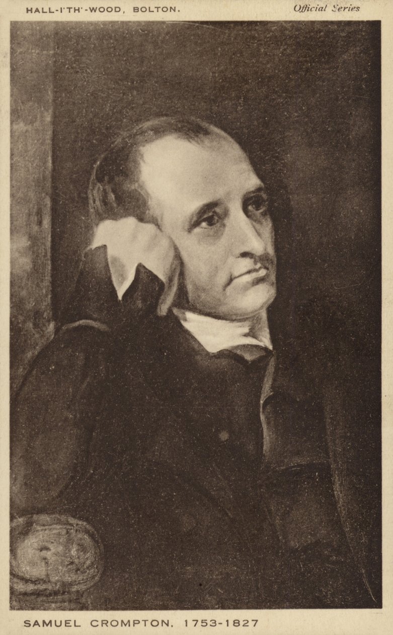 Samuel Crompton (1753-1827), Engelse uitvinder van de spinnezel (litho) door English School
