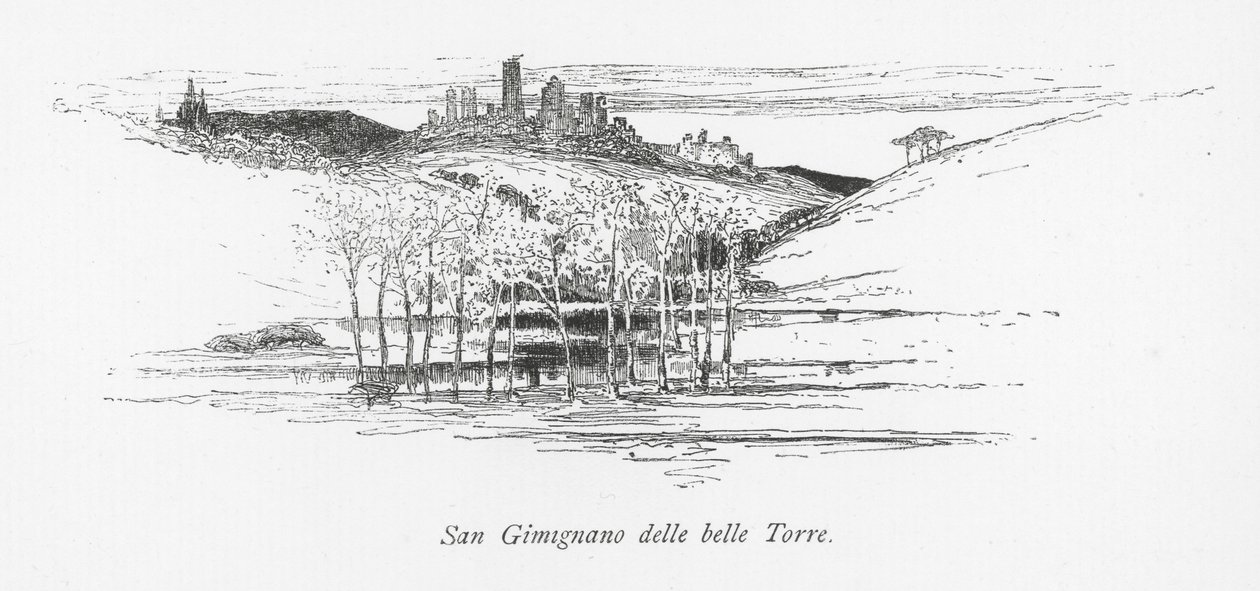 San Gimignano delle belle Torre (litho) door English School