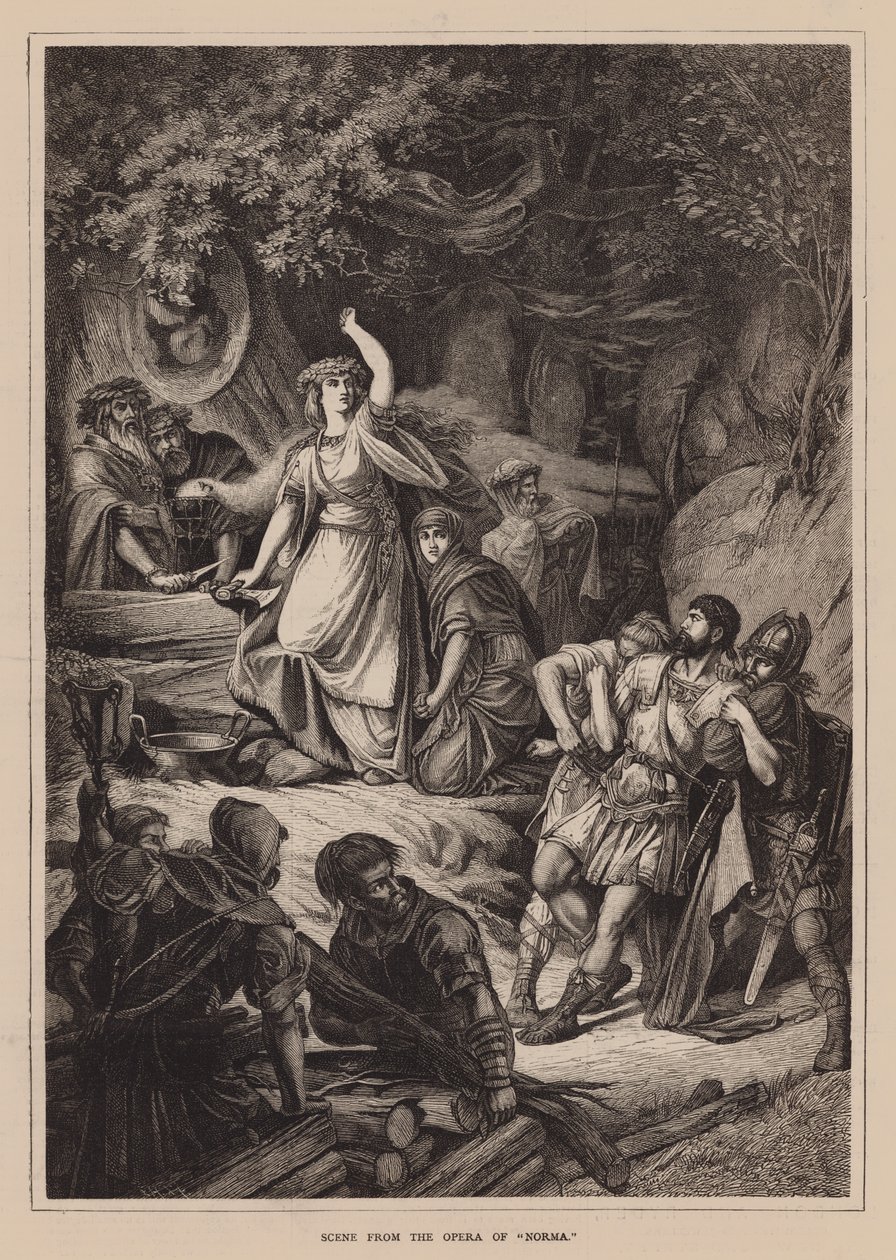 Scène uit de opera van "Norma" (gravure) door English School