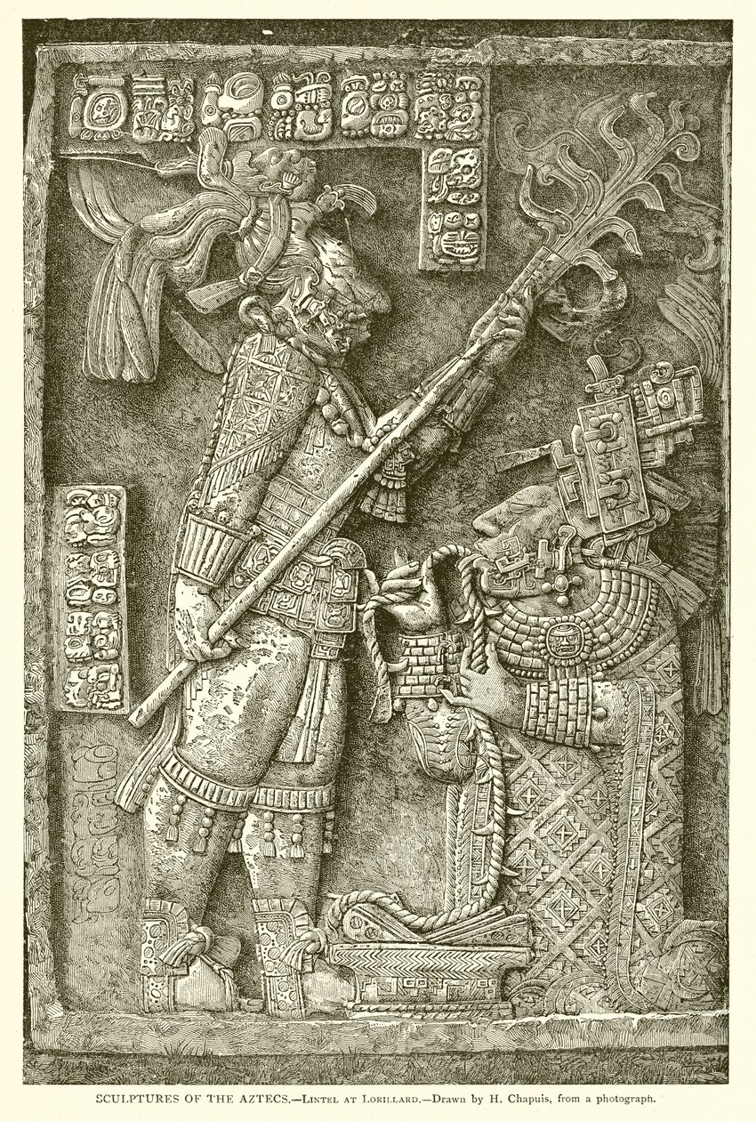 Beelden van de Azteken - Latei in Lorillard (gravure) door English School