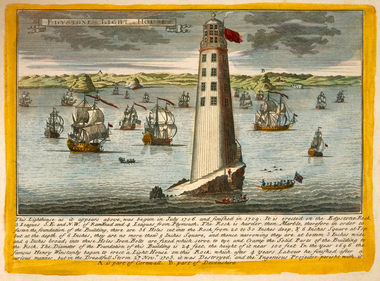 Tweede Eddystone Vuurtoren, nabij Plymouth door English School