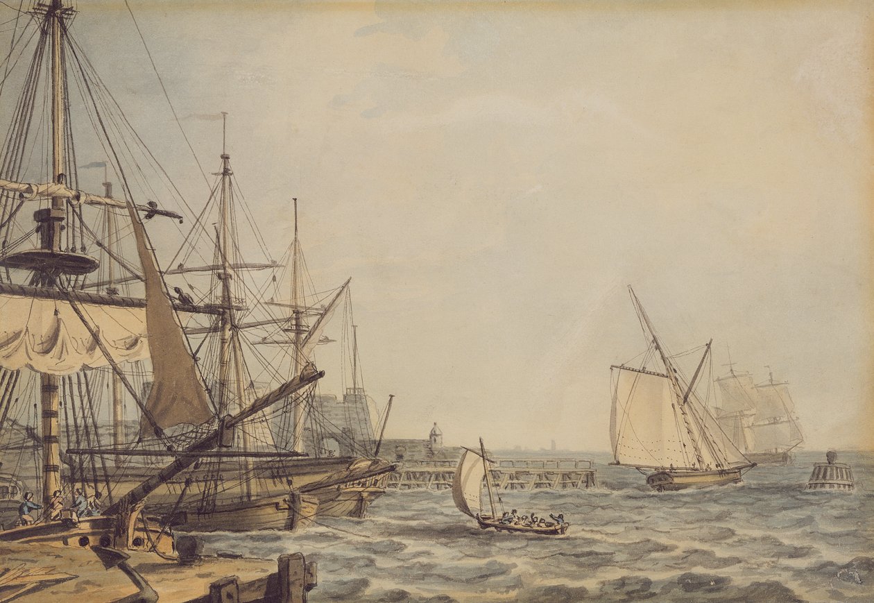 Schepen bij de Monding van de Rivier Hull, begin 19e eeuw door English School