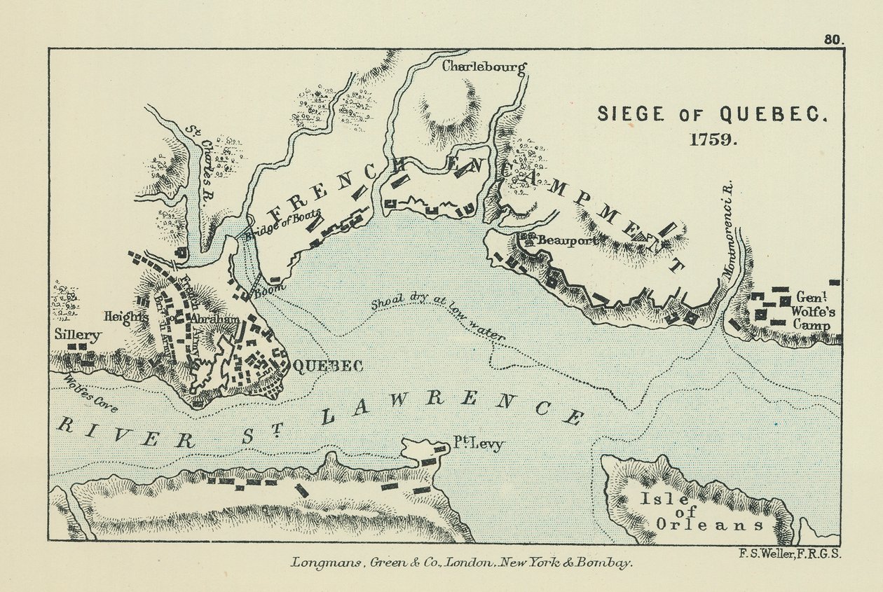 Beleg van Quebec (kleurenlitho) door English School