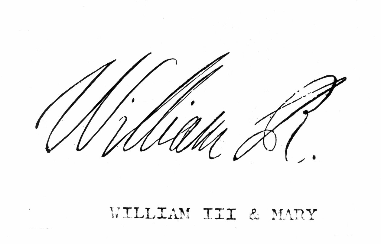 Handtekening van Willem III van Engeland, uit 