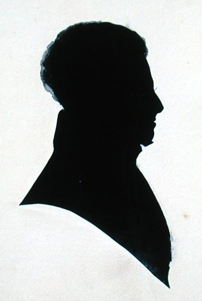 Silhouet van GB, uit het plakboek van Michael Faraday door English School
