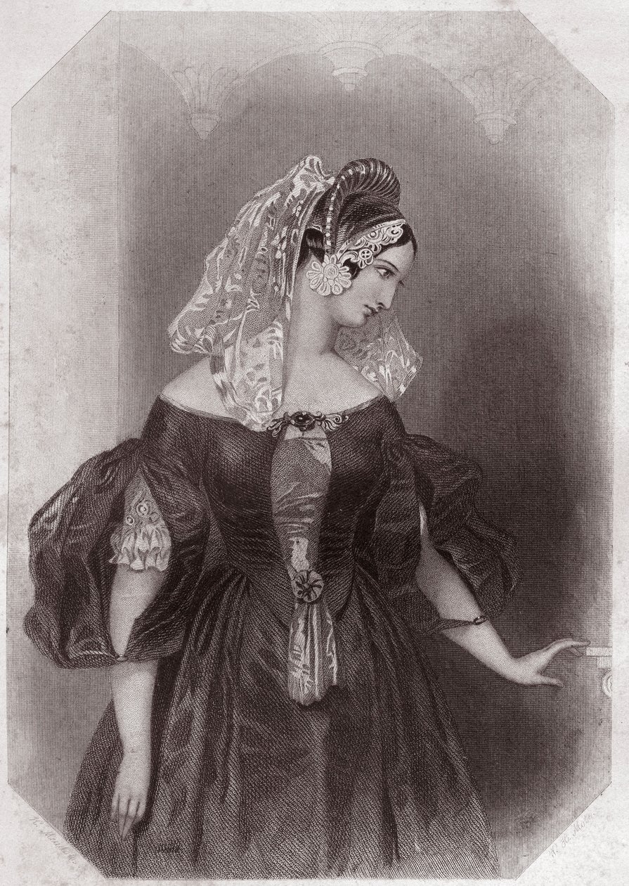 Silvia (De Twee Edellieden van Verona) in - "Galerij van de Vrouwen van Shakespeare, collectie van vijfenveertig serieuze portretten door de vroege Londense kunstenaars, verrijkt met kritische en literaire aantekeningen" circa 1838 - uit "Galerij van de vr door English School