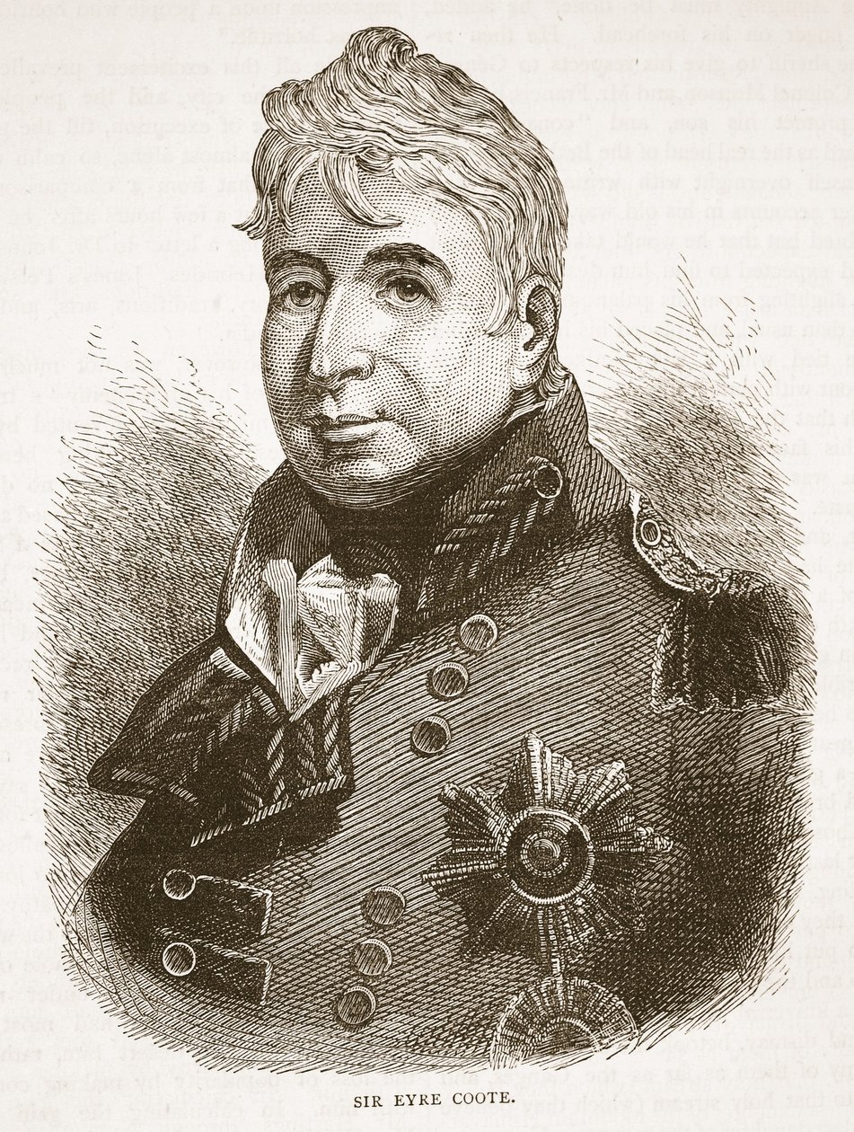 Sir Eyre Coote, illustratie uit Cassells Geïllustreerde Geschiedenis van India door James Grant, uitgegeven 1879 door English School