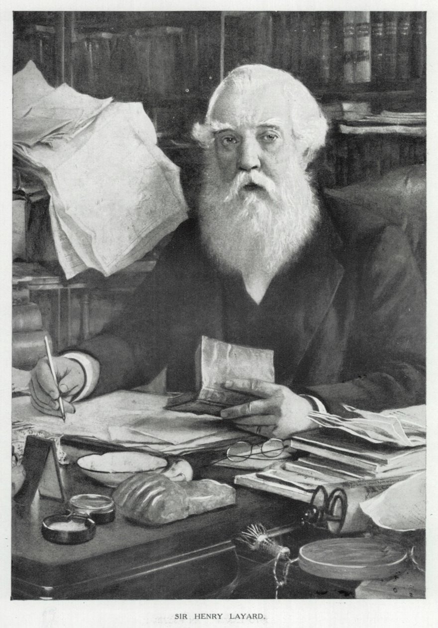 Sir Henry Layard (litho) door English School