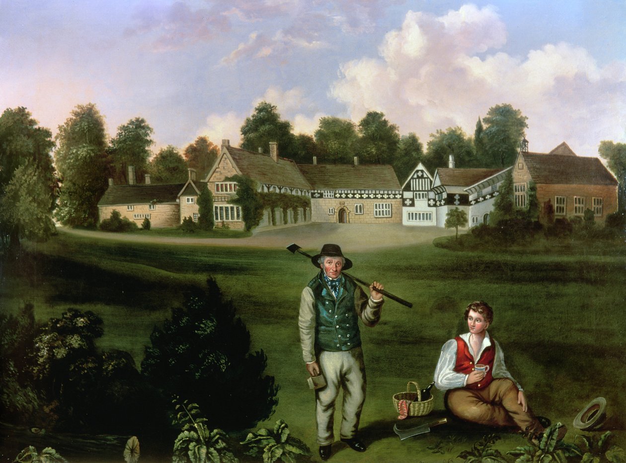 Smithills Hall vanuit het zuiden, 1820 door English School