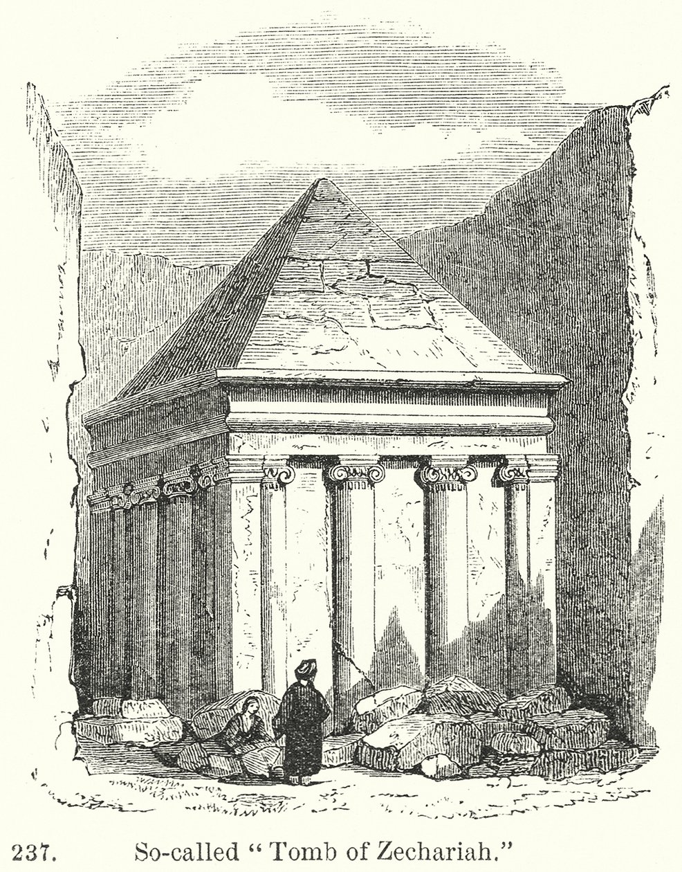 Zogenaamde "Graf van Zacharia" (gravure) door English School
