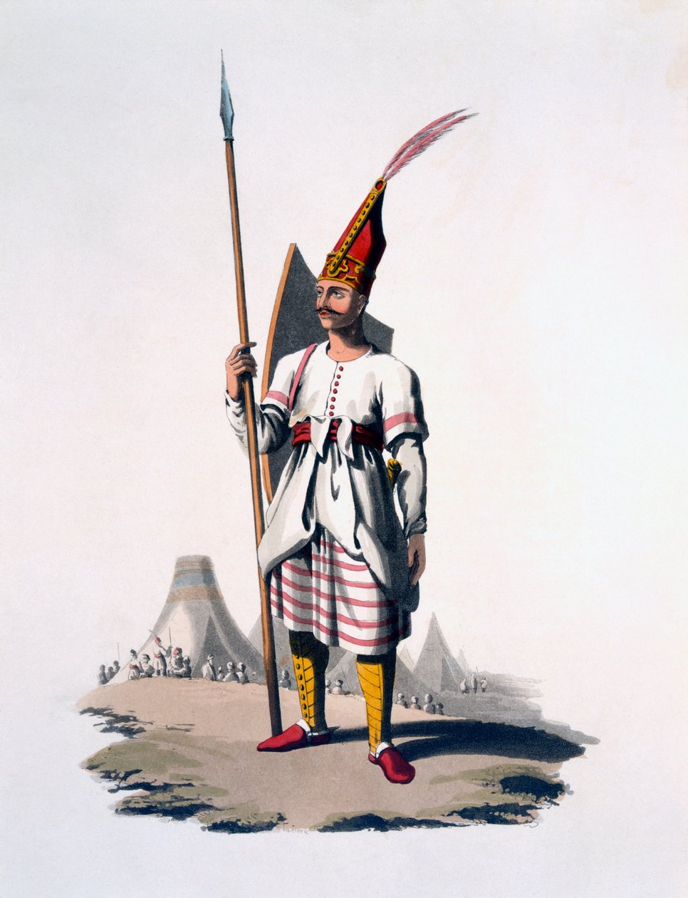Soldaat van Albanië, een infanterist van het Ottomaanse leger, 1818 door English School