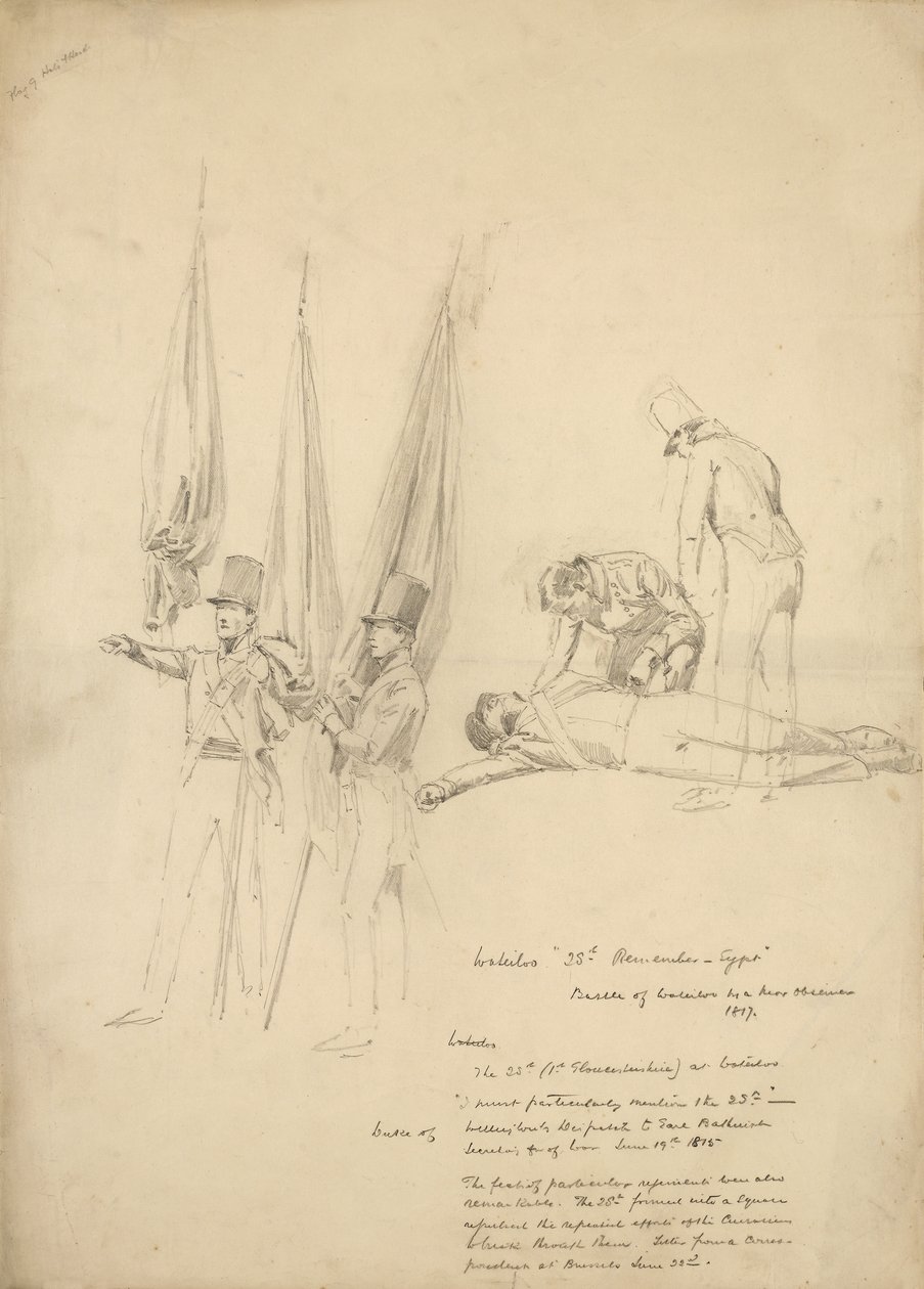 Soldaten van Waterloo (potlood op papier) door English School