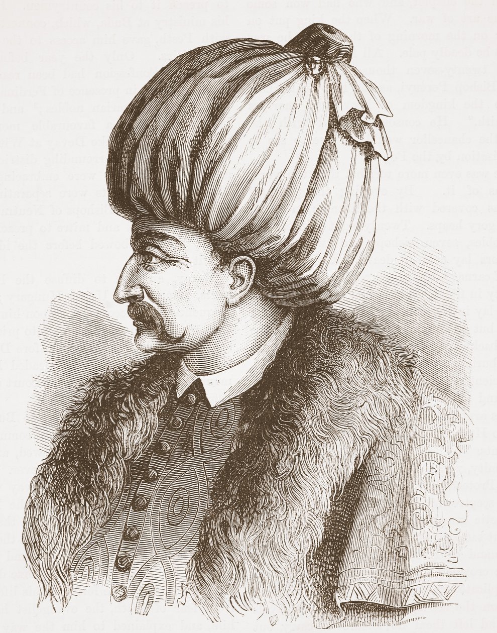 Soliman de Grote (naar een prent in de Bibliothèque Nationale), illustratie uit De Geschiedenis van het Protestantisme door James Aitken Wylie, 1878 door English School