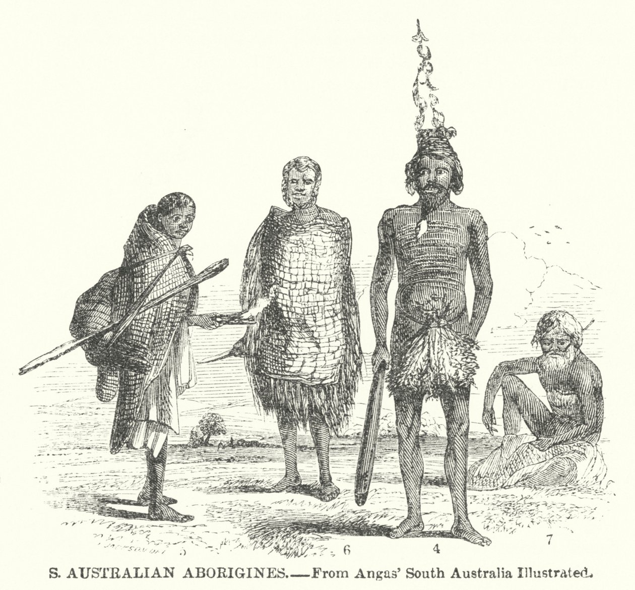 Zuid-Australische aborigines (gravure) door English School