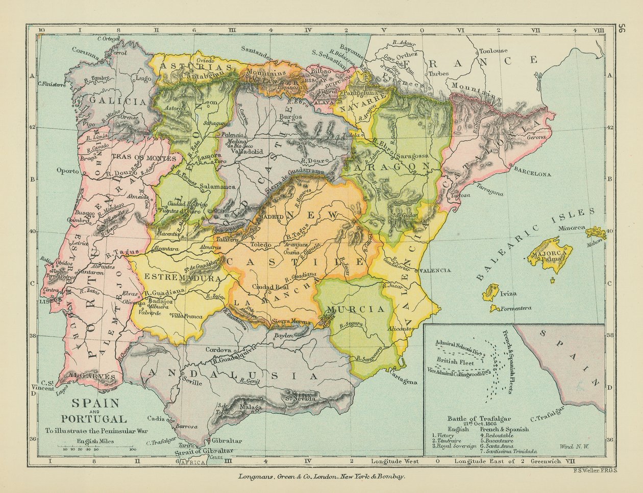 Spanje en Portugal (kleurenlitho) door English School
