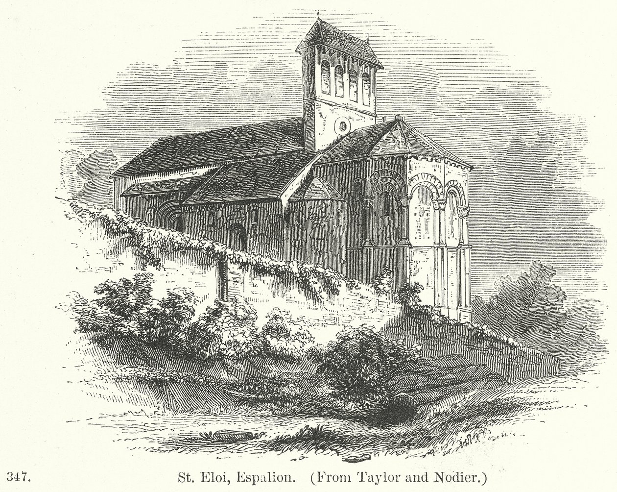 St Eloi, Espalion (gravure) door English School