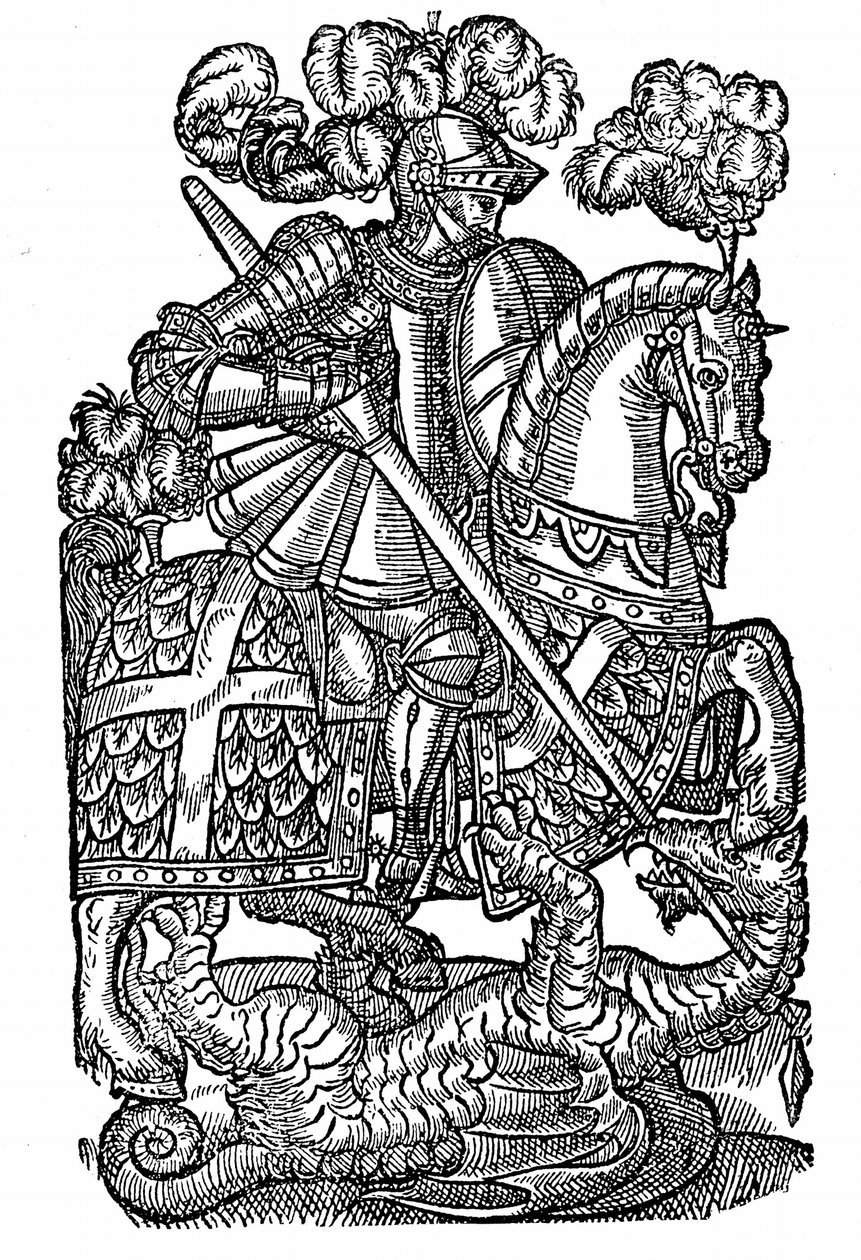 Sint Joris (gestorven ca. 303), de Rode Kruis Ridder, die de Draak doodt door English School