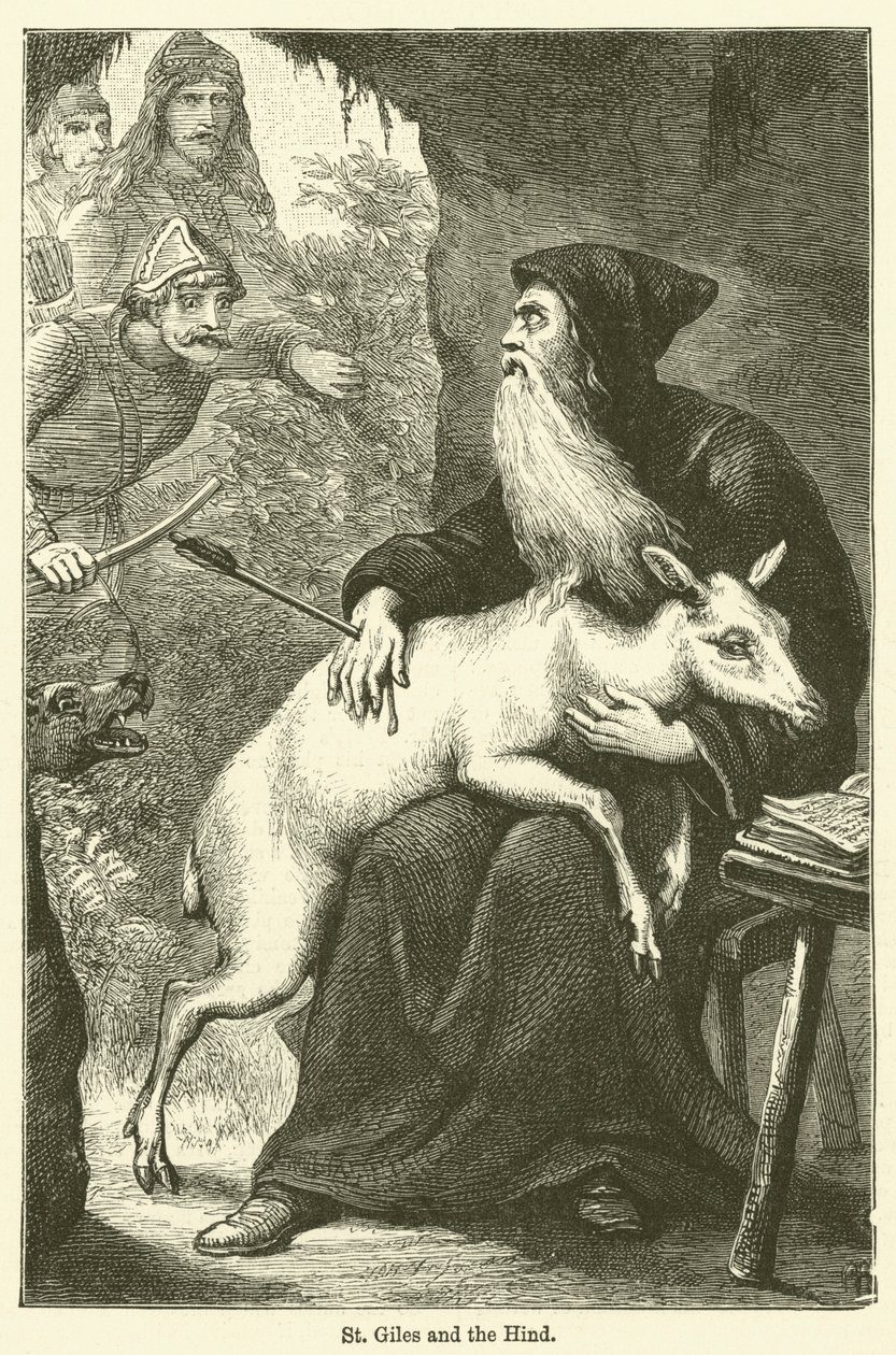 St Giles en de Hind (gravure) door English School