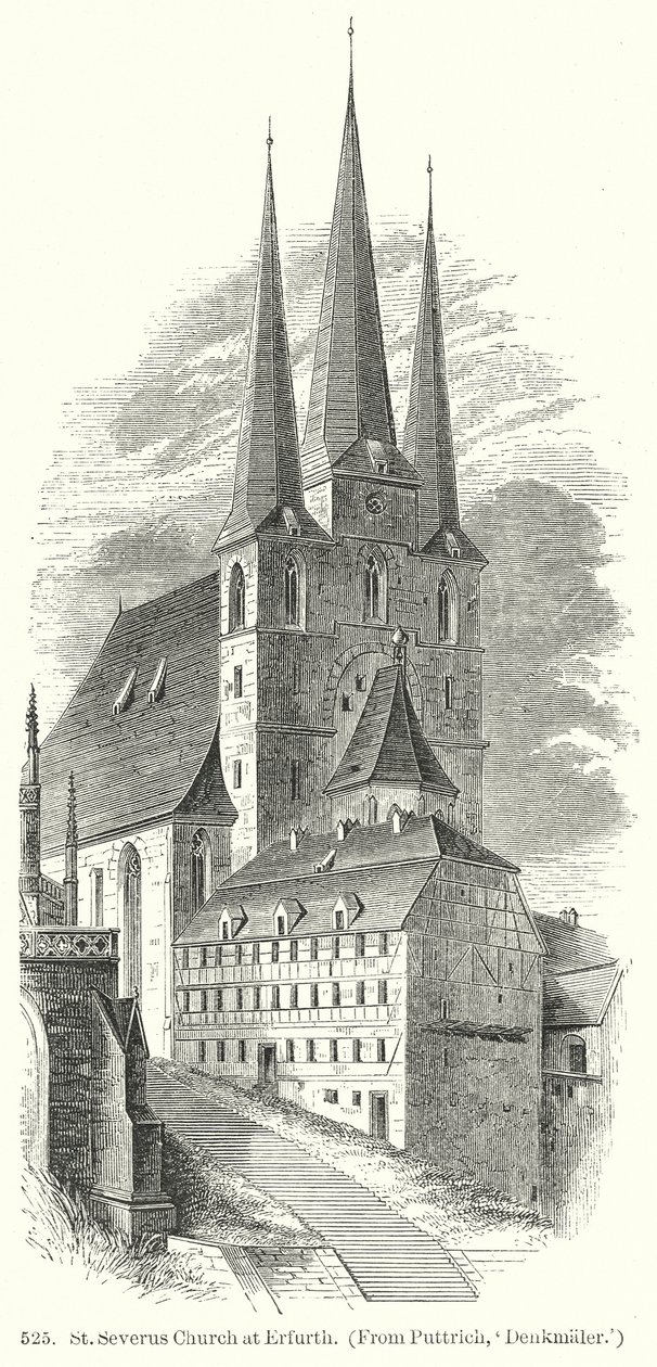 Severuskerk in Erfurth (gravure) door English School