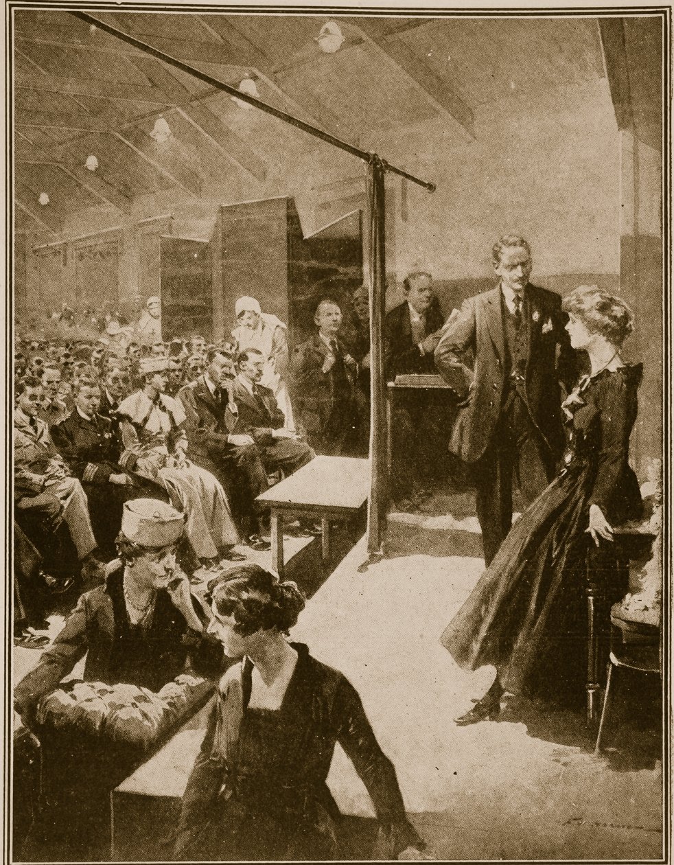 Toneelvoorstelling voor soldaten die in de oorlog blind zijn geworden, 1914-19 door English School