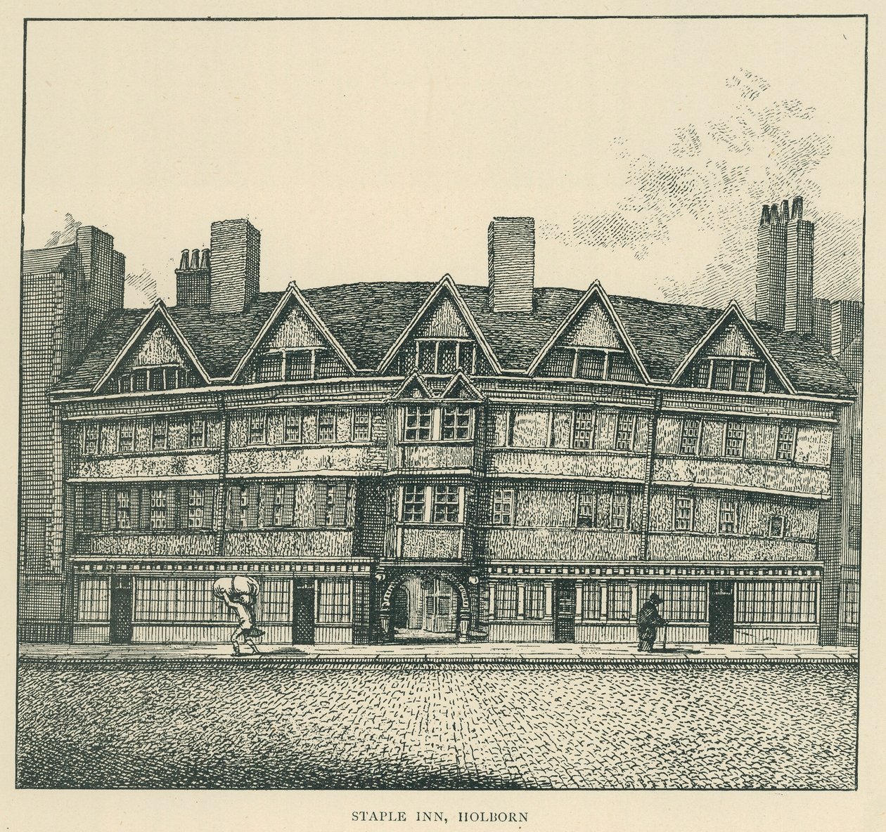 Staple Inn, Holborn (litho) door English School