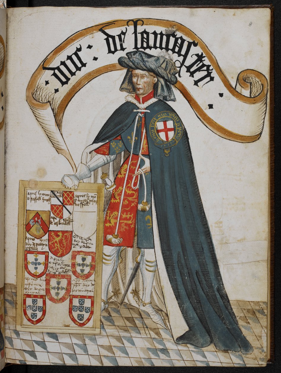 Portret van Hendrik, Hertog van Lancaster, een Ridder-Stichter van de Orde van de Kousenband, illustratie uit 