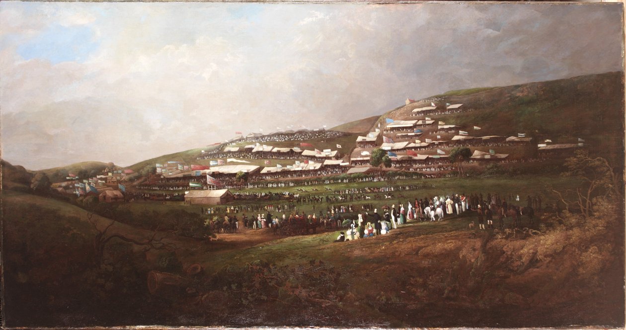 Sunderland, Races op Tunstall Hope, ca. 1835-40 (olieverf op doek) door English School