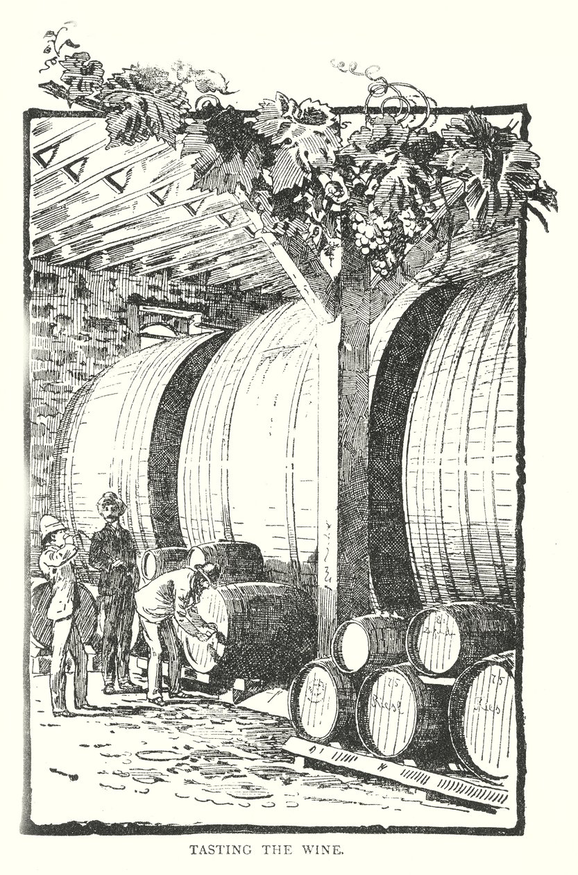 De wijn proeven (gravure) door English School