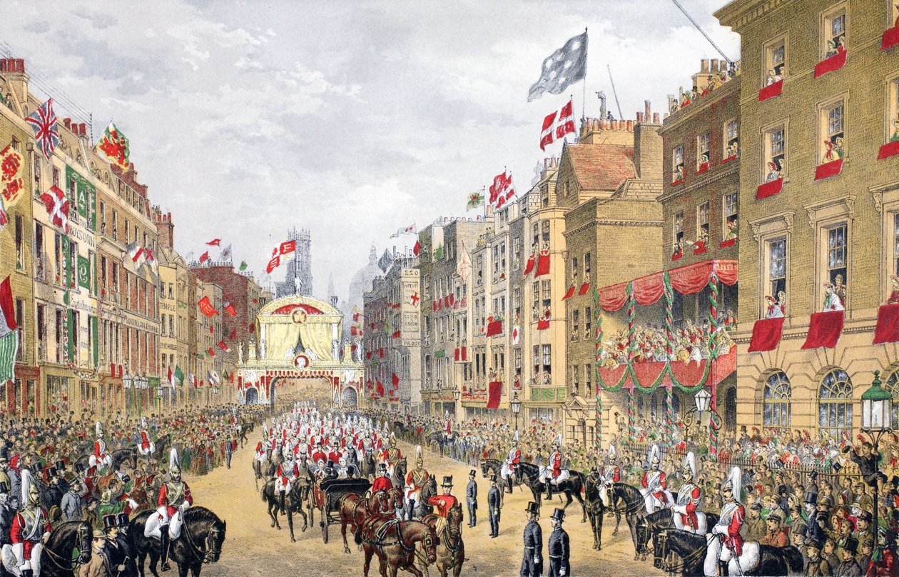 Temple Bar, 7 maart 1863, uit A Memorial of the Marriage of Edward VII and Alexandra of Denmark, pub. 1864 door English School