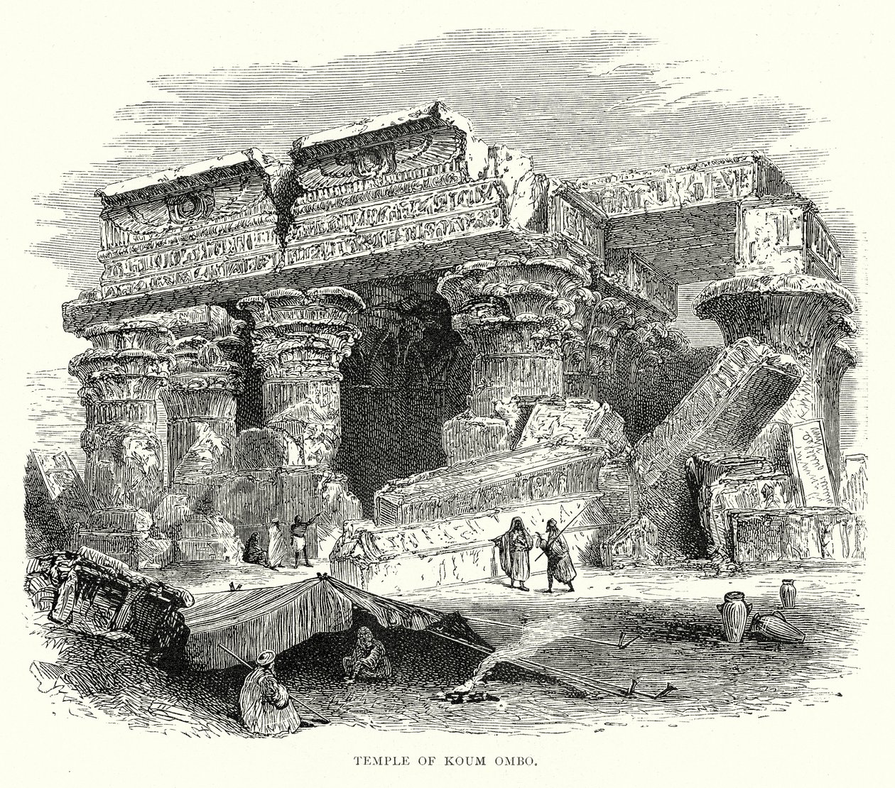 Tempel van Koum Ombo (gravure) door English School