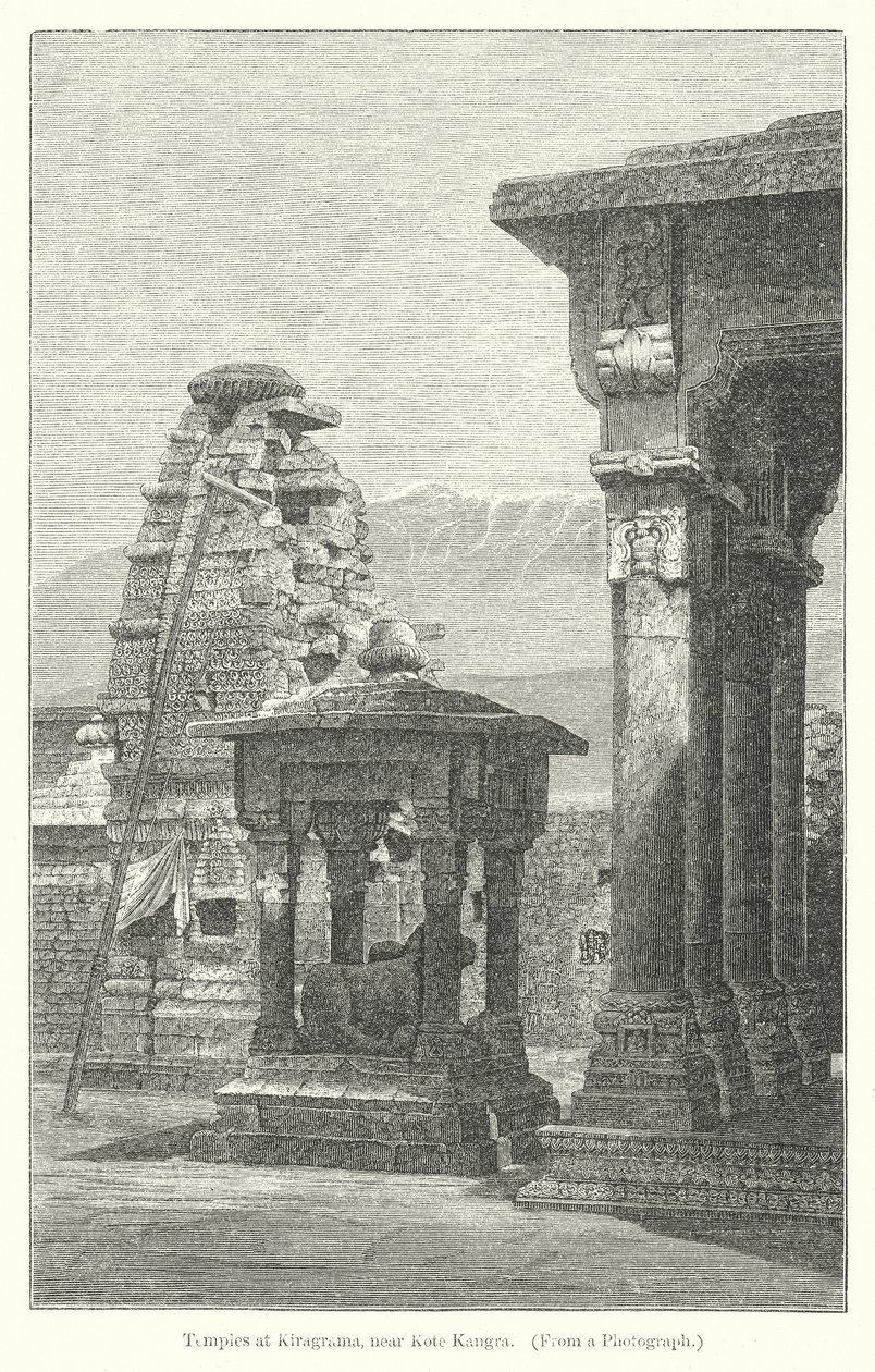 Tempels in Kiragrama, bij Kote Kangra (gravure) door English School