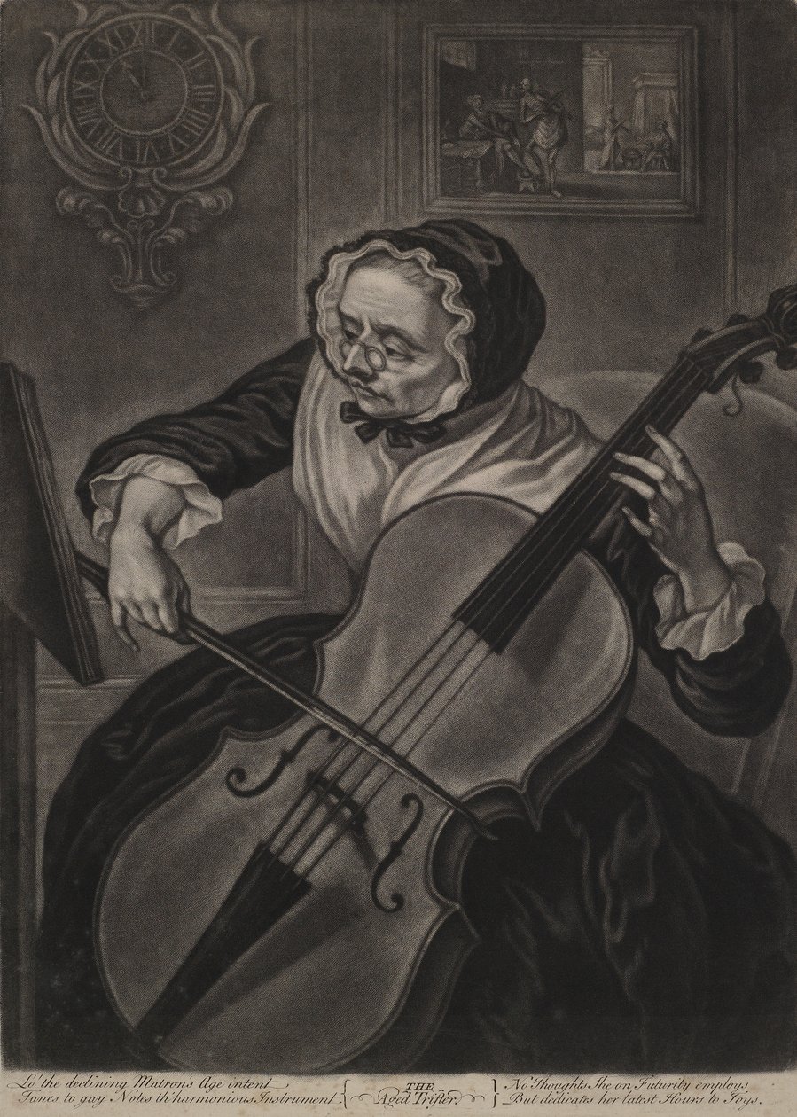 De Oude Flierefluiter, ca. 1750 (mezzotint) door English School